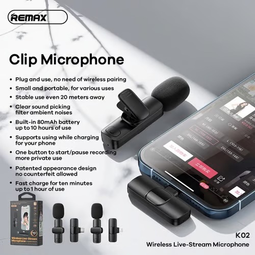 REMAX K02 ( Type-C ) Wireless Live-Stream Microphone_2