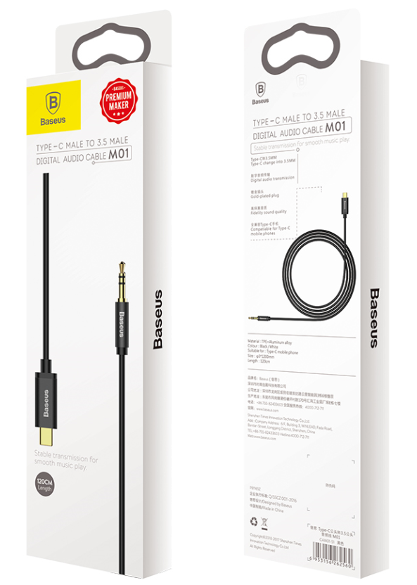 Baseus M01 Yiven Type-C male To 3.5 male Audio Cable Black_3